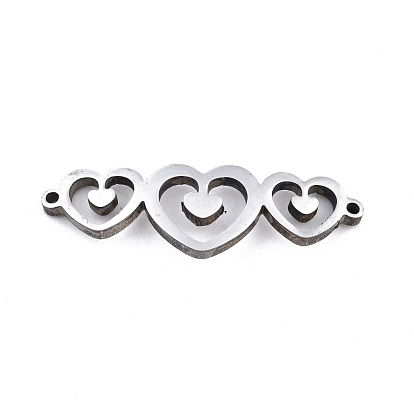 304 Stainless Steel Link Connectors, Laser Cut, Heart