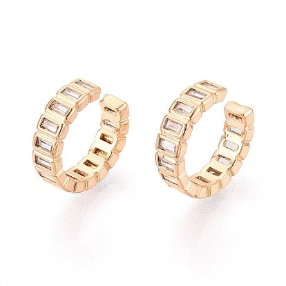 Латунные серьги-манжеты из прозрачного кубического циркония, с-образный с прямоугольником