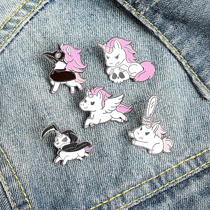 Unicorn Enamel Pin, Gunmetal Alloy Brooch for Backpack Clothes