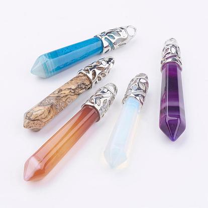 Творческий Валентина день подарков идеи драгоценный камень большие кулоны, окрашенные, с платиновой фурнитурой латунного цвета, пуля, 58~66x11 мм, отверстие : 4x6 мм