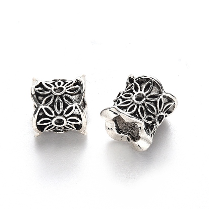 Тибетский стиль, эмаль и стразы из сплава, бусины с большим отверстием, без свинца, колонке с цветком