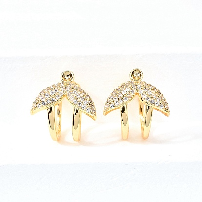 Фурнитура для ушей из латуни с микропаве из кубического циркония для женщин, без кадмия, без никеля и без свинца, рыбий хвост