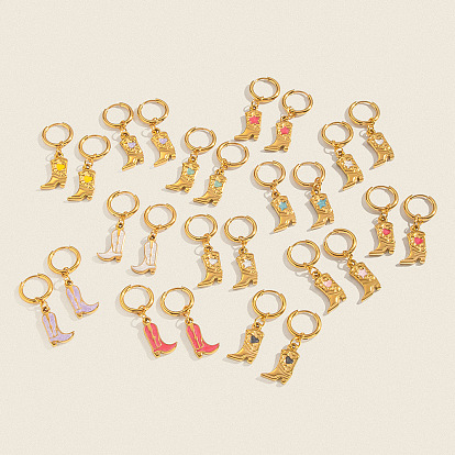 304 серьги-кольца из нержавеющей стали, с эмалью, реальный 18 k позолоченный