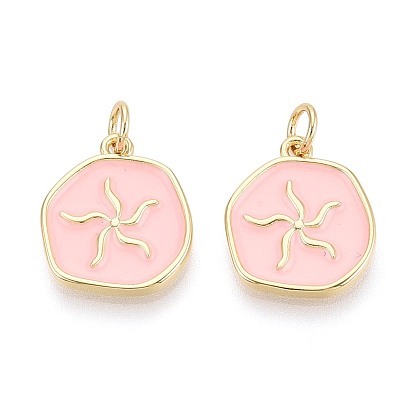 Латунь эмаль подвески, самородки с цветочными подвесками, реальный 16 k позолоченный