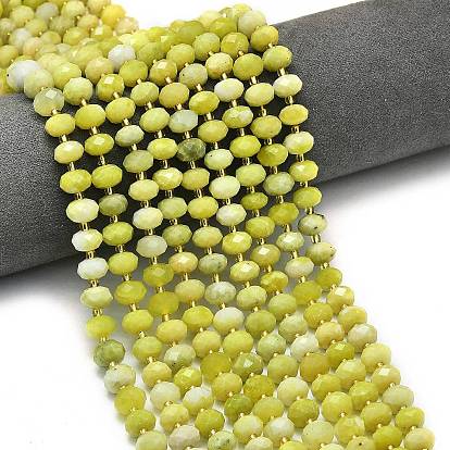 Природного нефрита нитей бисера, граненые, рондель, с бисером