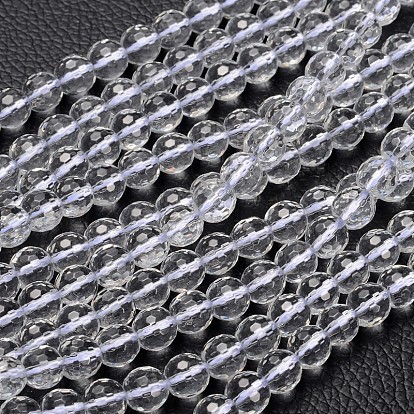 Synthetic Quartz Crystal Beads Strands, Faceted, Round, 8mm, Hole: 1mm, about 49 pcs/strand, 15 inch