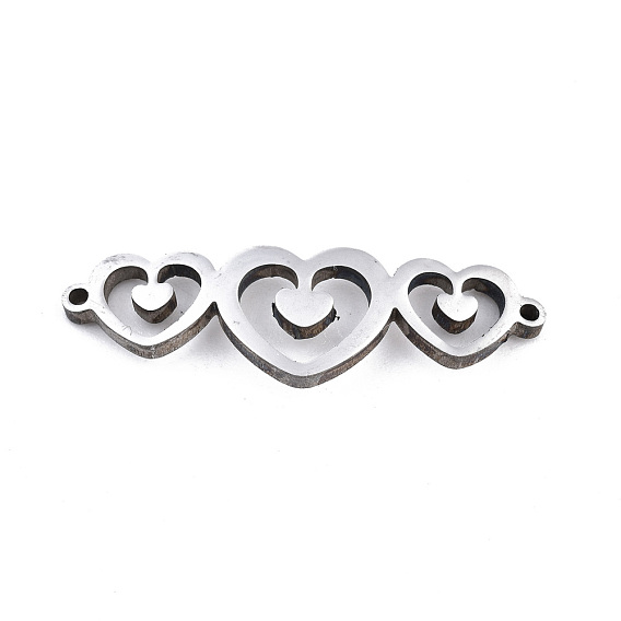 304 Stainless Steel Link Connectors, Laser Cut, Heart