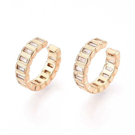 Латунные серьги-манжеты из прозрачного кубического циркония, с-образный с прямоугольником