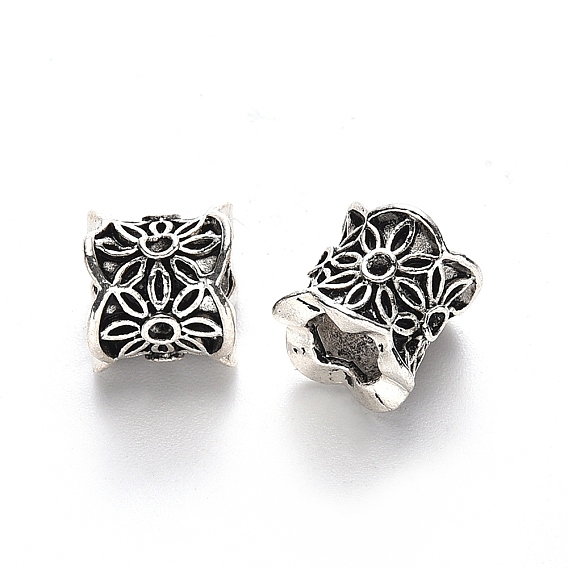 Тибетский стиль, эмаль и стразы из сплава, бусины с большим отверстием, без свинца, колонке с цветком