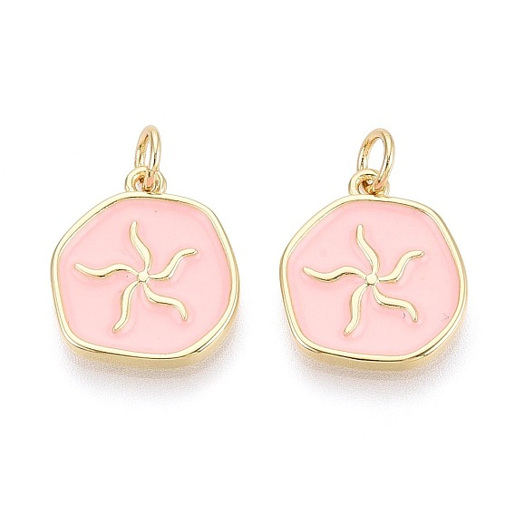 Латунь эмаль подвески, самородки с цветочными подвесками, реальный 16 k позолоченный