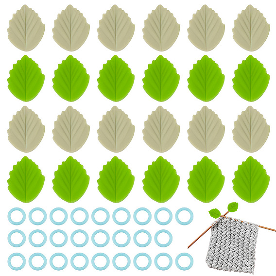 Наборы маркеров для фиксирующих стежков, В комплект входят пластиковые маркеры для вязания петель., Листовые пищевые экологически чистые силиконовые бусины