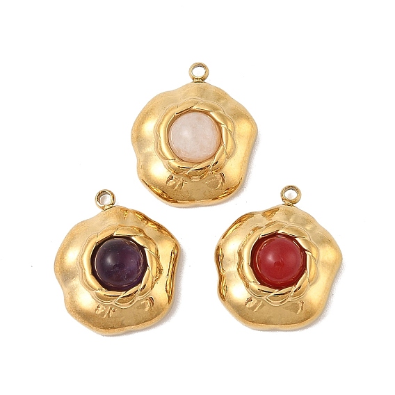 Природных драгоценных камней подвески, , с вакуумным покрытием PVD 304 настройки из нержавеющей стали, реальный 18 k позолоченный