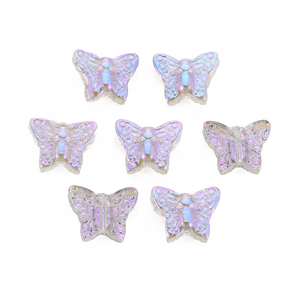 Electroplate Transparent Glass Beads, Half Plated, Butterfly