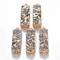 Synthetic Aqua Terra Jasper Links Connectors, with Golden Plated Brass Settings and Iron Loops, Rectangle