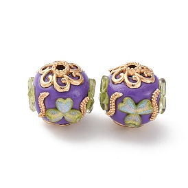 Круглые бусины из смолы ручной работы из Индонезии, со сплавочной фурнитурой, круглый с клевером