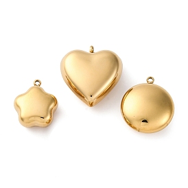 316 хирургические подвески из нержавеющей стали, реальный 18 k позолоченный, ионное покрытие (ip), сердце и цветок и плоский круг
