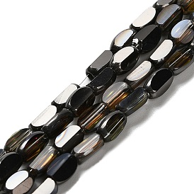 Стеклянные бусины с гальваническим покрытием , овальные, граненые