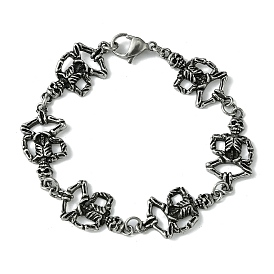 Halloween 304 Stainless Steel Skeleton Link Chain Bracelets for Women Men