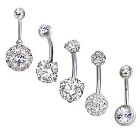 Joyería piercing de latón, anillos del vientre, con diamantes de imitación de cristal, formas mixtas