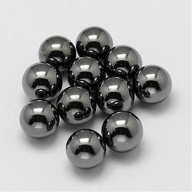 Non-magnétiques perles synthétiques d'hématite, sphère de pierres précieuses, pas de trous / non percés, ronde