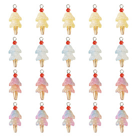 20 шт. 4 стили стеклянные подвески в виде мороженого, с 304 фурнитурой из нержавеющей стали, цвет нержавеющей стали