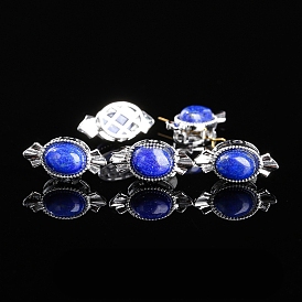 Natural Lapis Lazuli Beads, with Alloy Findings, Oval