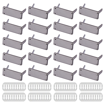 20шт. декоративные застежки для прямоугольных сумок из цинкового сплава, штамповка пустых тегов, с железными прокладками