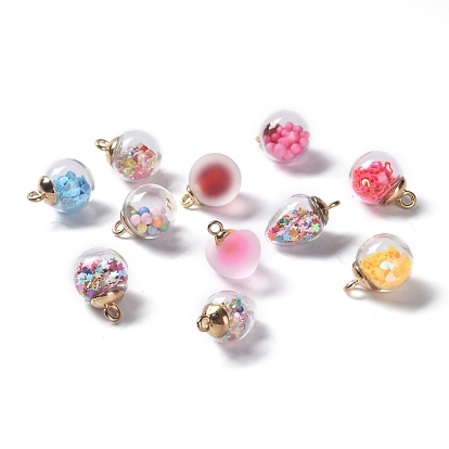 Glass Pendants, with Golden Plated Alloy Peg Bails, Mixed Style