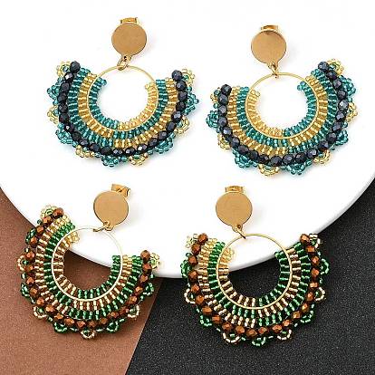 304 серьги-гвоздики из нержавеющей стали и бусин в стиле бохо для женщин, золотые