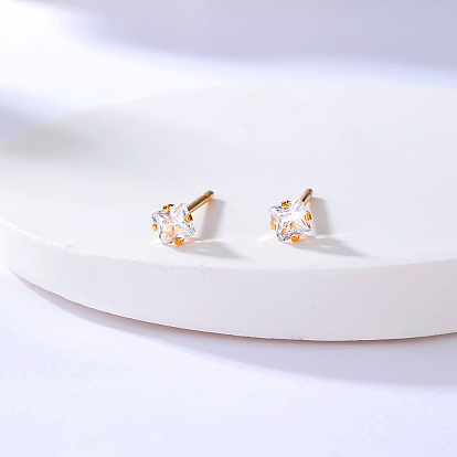 Кв 201 из нержавеющей стали серьги, с четким кубического циркония