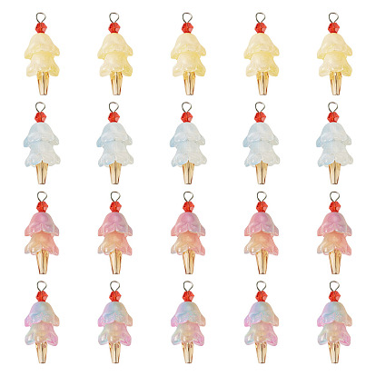 20 шт. 4 стили стеклянные подвески в виде мороженого, с 304 фурнитурой из нержавеющей стали, цвет нержавеющей стали