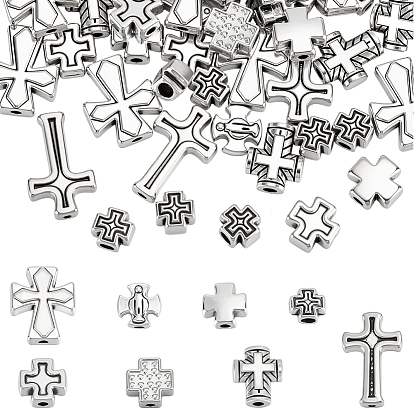 120 шт 8 цвета бусины из сплава тибетского стиля, крестик