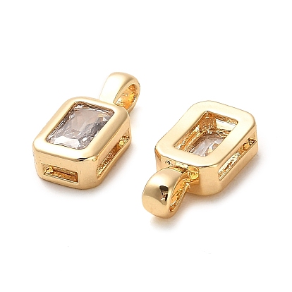 Brass Micro Pave Cubic Zirconia Charms, Rectangle Charms