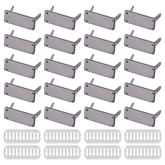 20шт. декоративные застежки для прямоугольных сумок из цинкового сплава, штамповка пустых тегов, с железными прокладками