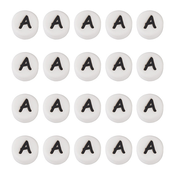 Пищевые экологически чистые силиконовые бусины, плоские круглые с letter.a
