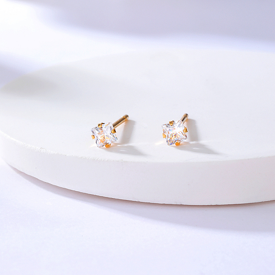 Кв 201 из нержавеющей стали серьги, с четким кубического циркония