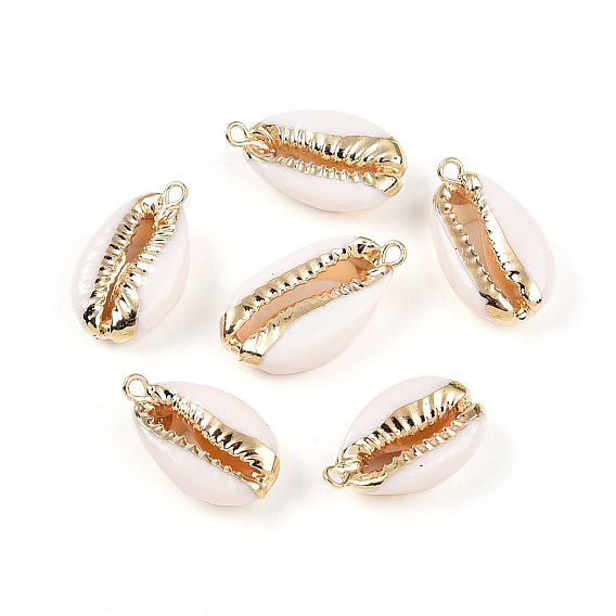 Подвески из каури, с металлическая фурнитурой, натуральный цвет