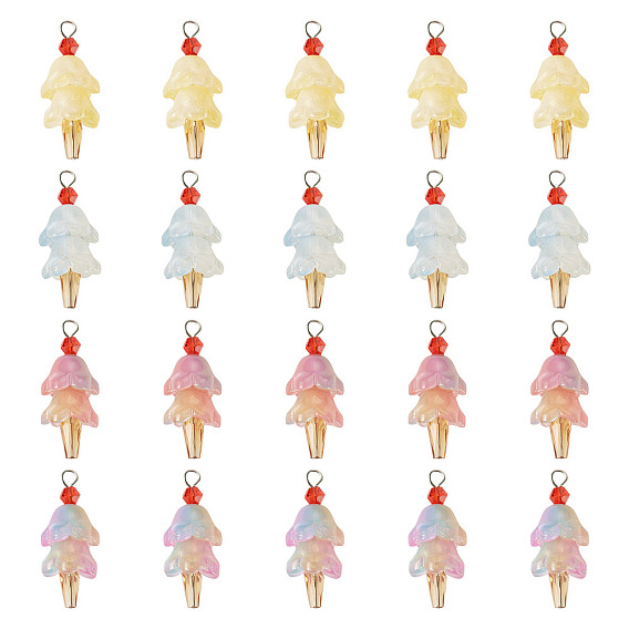 20 шт. 4 стили стеклянные подвески в виде мороженого, с 304 фурнитурой из нержавеющей стали, цвет нержавеющей стали