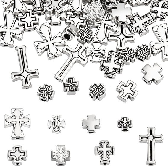 120 шт 8 цвета бусины из сплава тибетского стиля, крестик