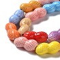 Handmade Porcelain Beads Strands, Bright Glazed Porcelain, Peanut