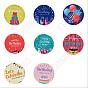 320Pcs 8 Style Happy Birthay Kraft Paper Gift Tags, Flat Round with Mixed Patterns