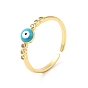 Enamel Evil Eye Open Cuff Ring with Clear Cubic Zirconia, Real 18K Gold Plated Brass Jewelry for Women, Cadmium Free & Nickel Free & Lead Free