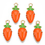 Light Gold Tone Alloy Enamel Pendants, Carrot Charms