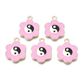Pendentifs en émail , or et de lumière, sans cadmium et sans plomb, fleur avec yin yang
