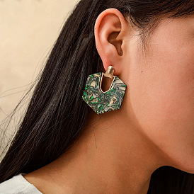 Boho Tassel Acrylic Earrings with Geometric Hexagon Design for Women