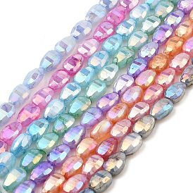 Imitation Jade Glass Beads Strands, AB Color Plated, Faceted, Teardrop