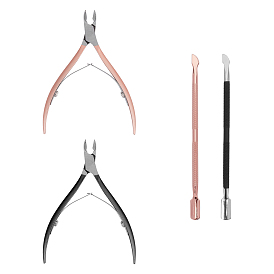 Unicraftale Manicure Nail Art Tool Sets, Including Double Head Stainless Steel Cuticle Pusher and Nail Cuticle Scissor