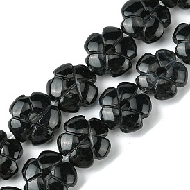 Natural Black Stone Beads Strands, Flower