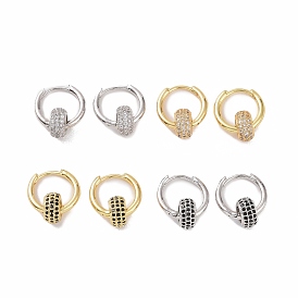 Boucles d'oreilles créoles plates rondes avec zircons cubiques, bijoux en laiton pour femmes