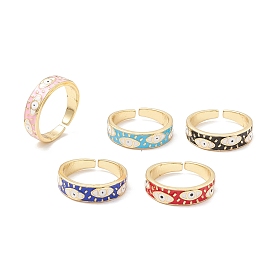 Кольцо-манжета с эмалью от сглаза, долговечное открытое кольцо из латуни с покрытием для женщин, золотые